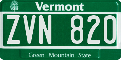 VT license plate ZVN820