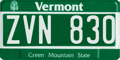 VT license plate ZVN830