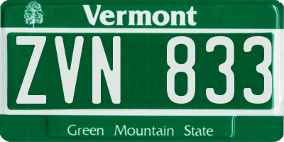 VT license plate ZVN833