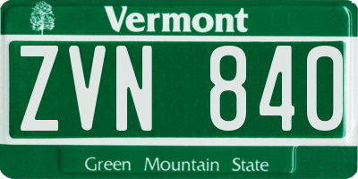 VT license plate ZVN840