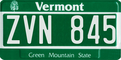 VT license plate ZVN845