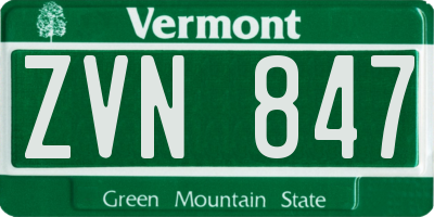 VT license plate ZVN847