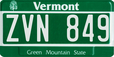 VT license plate ZVN849