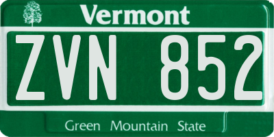 VT license plate ZVN852