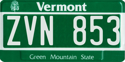 VT license plate ZVN853