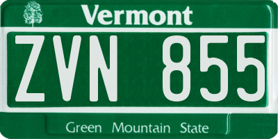 VT license plate ZVN855