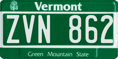 VT license plate ZVN862