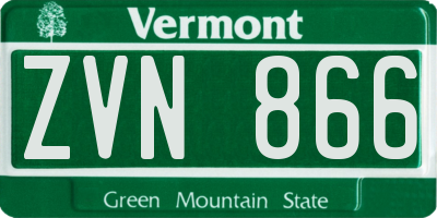 VT license plate ZVN866