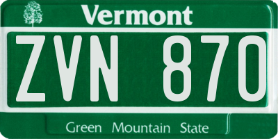 VT license plate ZVN870