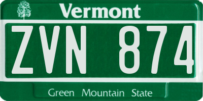 VT license plate ZVN874