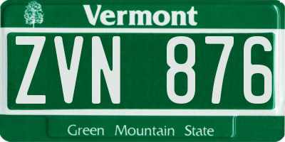 VT license plate ZVN876