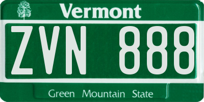 VT license plate ZVN888