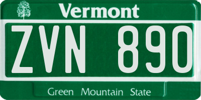 VT license plate ZVN890