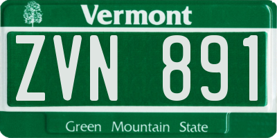 VT license plate ZVN891