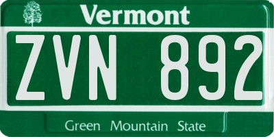VT license plate ZVN892