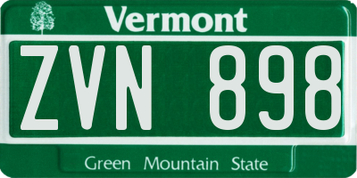 VT license plate ZVN898