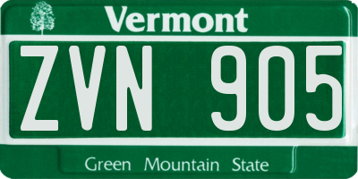 VT license plate ZVN905
