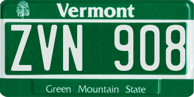 VT license plate ZVN908