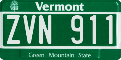 VT license plate ZVN911