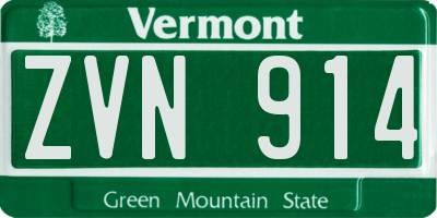 VT license plate ZVN914