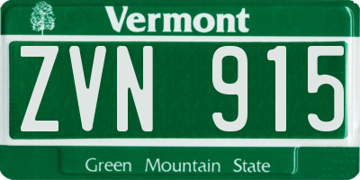 VT license plate ZVN915