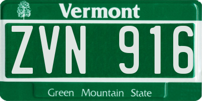 VT license plate ZVN916