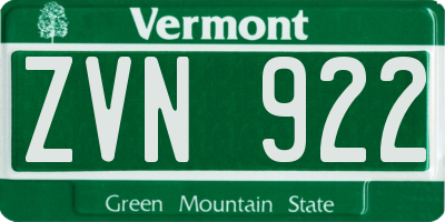 VT license plate ZVN922