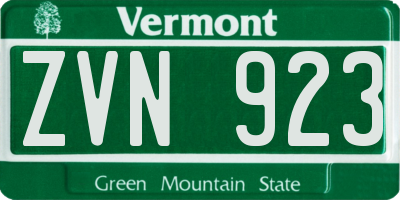VT license plate ZVN923