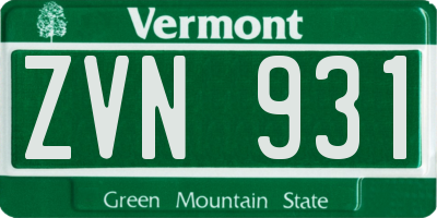 VT license plate ZVN931