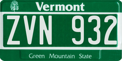 VT license plate ZVN932