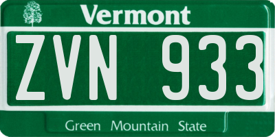 VT license plate ZVN933
