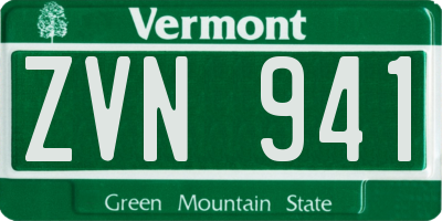VT license plate ZVN941