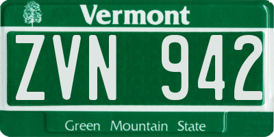 VT license plate ZVN942