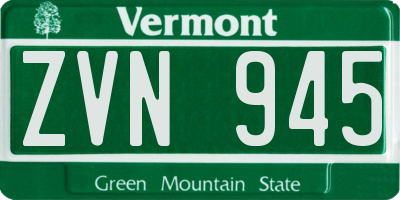 VT license plate ZVN945