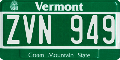 VT license plate ZVN949
