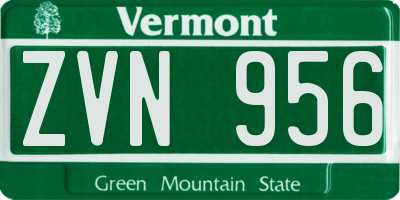 VT license plate ZVN956