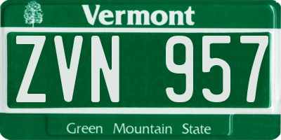 VT license plate ZVN957