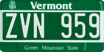 VT license plate ZVN959