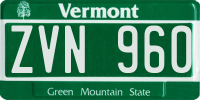 VT license plate ZVN960