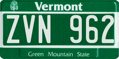 VT license plate ZVN962