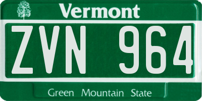 VT license plate ZVN964