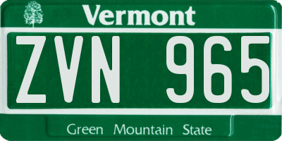 VT license plate ZVN965