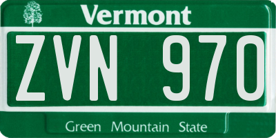 VT license plate ZVN970