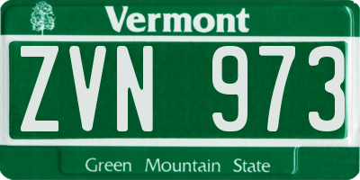 VT license plate ZVN973