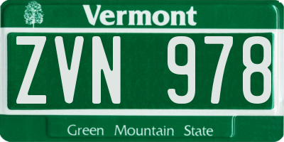 VT license plate ZVN978