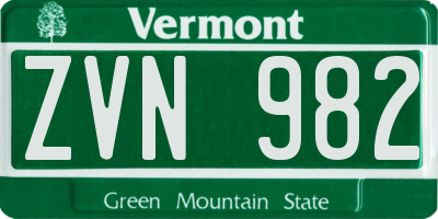 VT license plate ZVN982