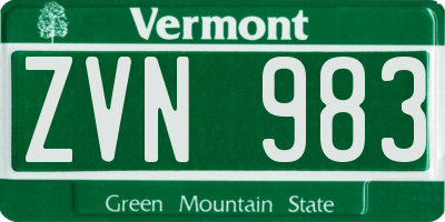 VT license plate ZVN983