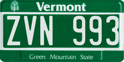 VT license plate ZVN993