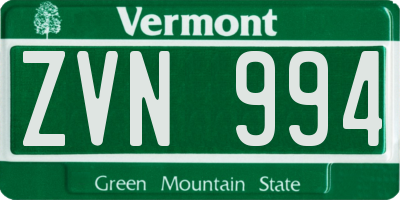 VT license plate ZVN994