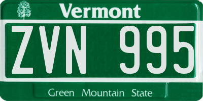 VT license plate ZVN995